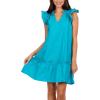 Mud Pie Womens Women’s Riggs Ruffle Dress(Blue)