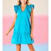 Mud Pie Womens Women’s Riggs Ruffle Dress(Blue)
