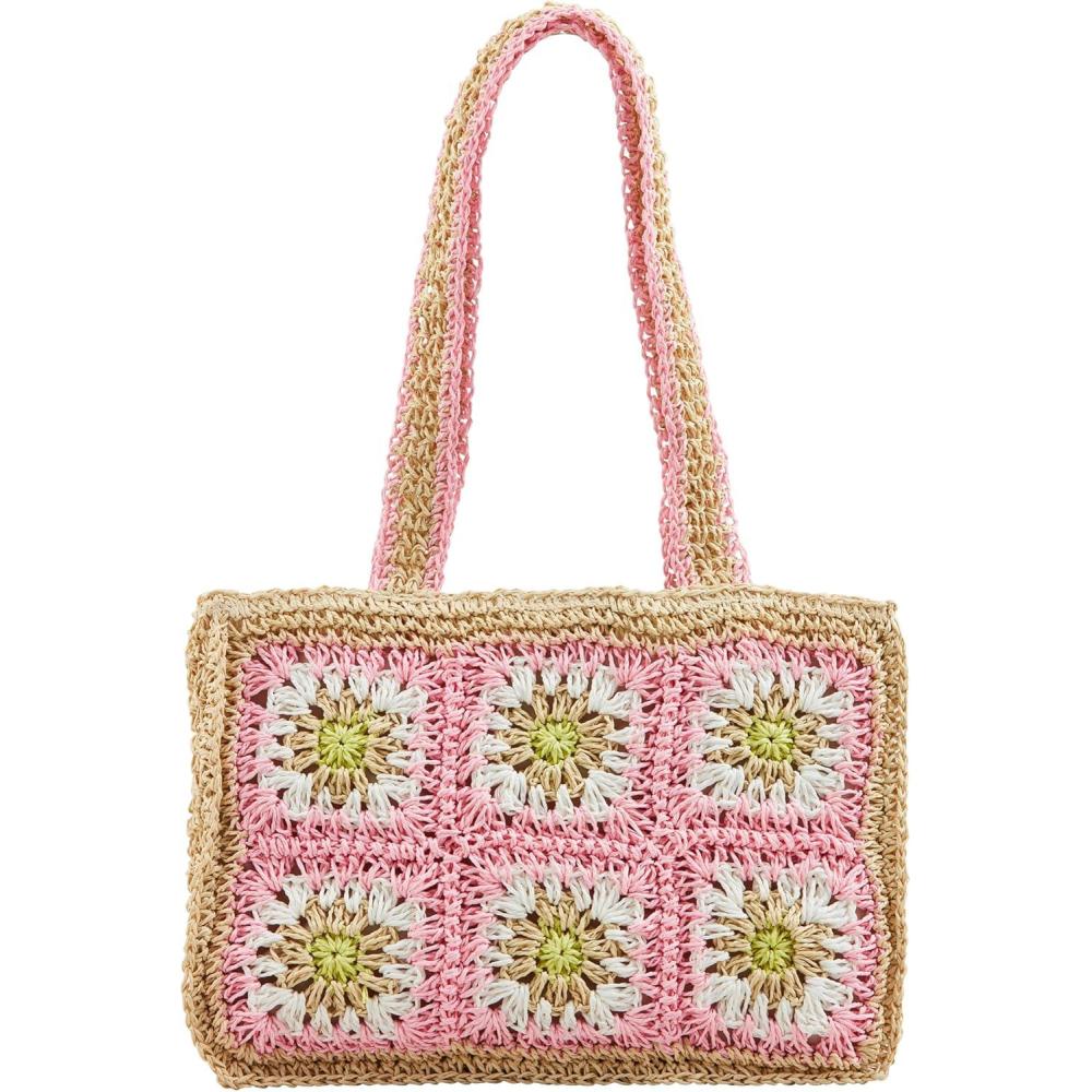 imageMud Pie Womens Floral Crochet Mini TotePink