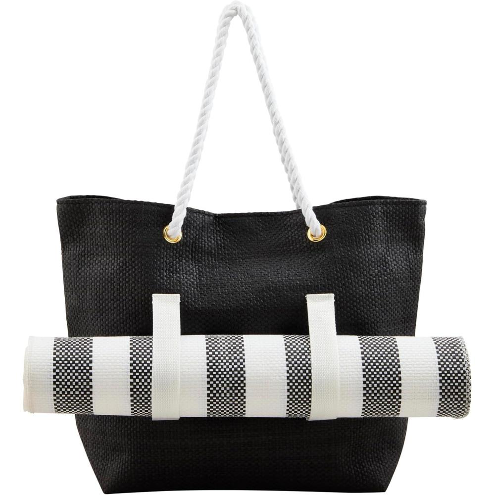 imageMud Pie Womens Mat Tote SetBlack