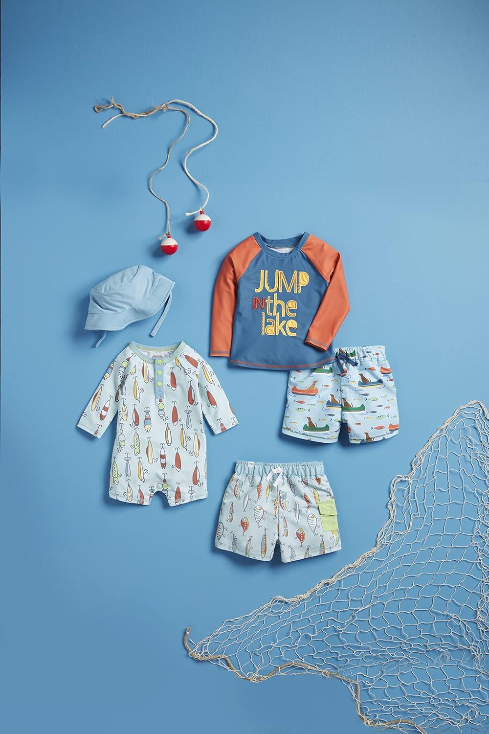 imageMud Pie Boys Baby Rashguard Swimsuit and Hat SetFishing Lure
