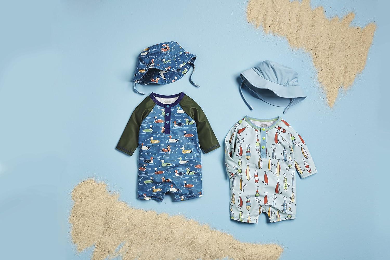 imageMud Pie Boys Baby Rashguard Swimsuit and Hat SetFishing Lure