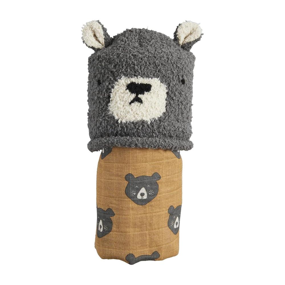 imageMud Pie Bear Swaddle and Hat Set
