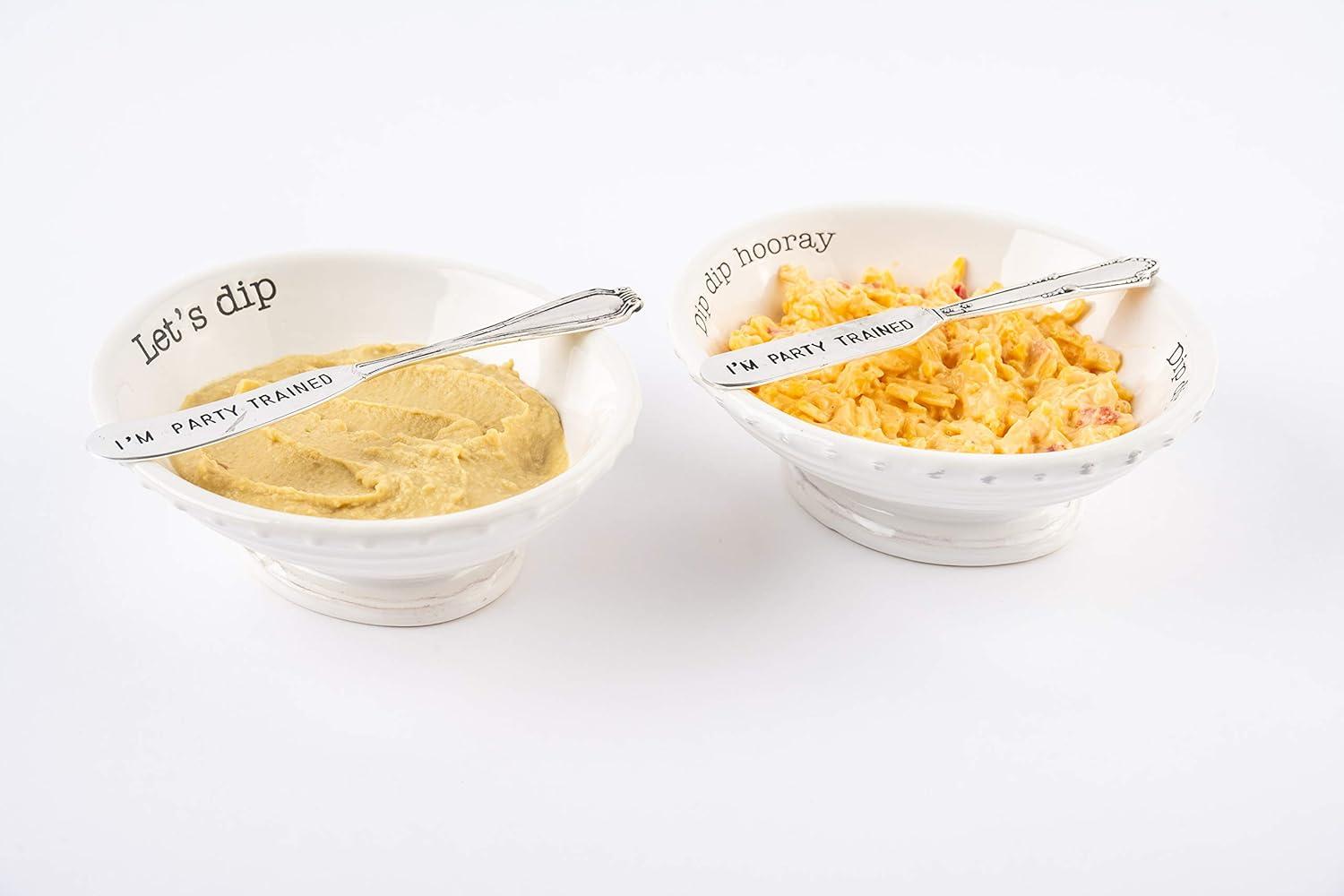 imageMud Pie Circa Lets Dip Set White 2quot x 6quot