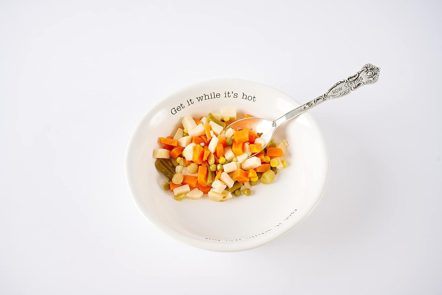 imageMud Pie Vegetable Serving Bowl Set with Slotted Spoon White