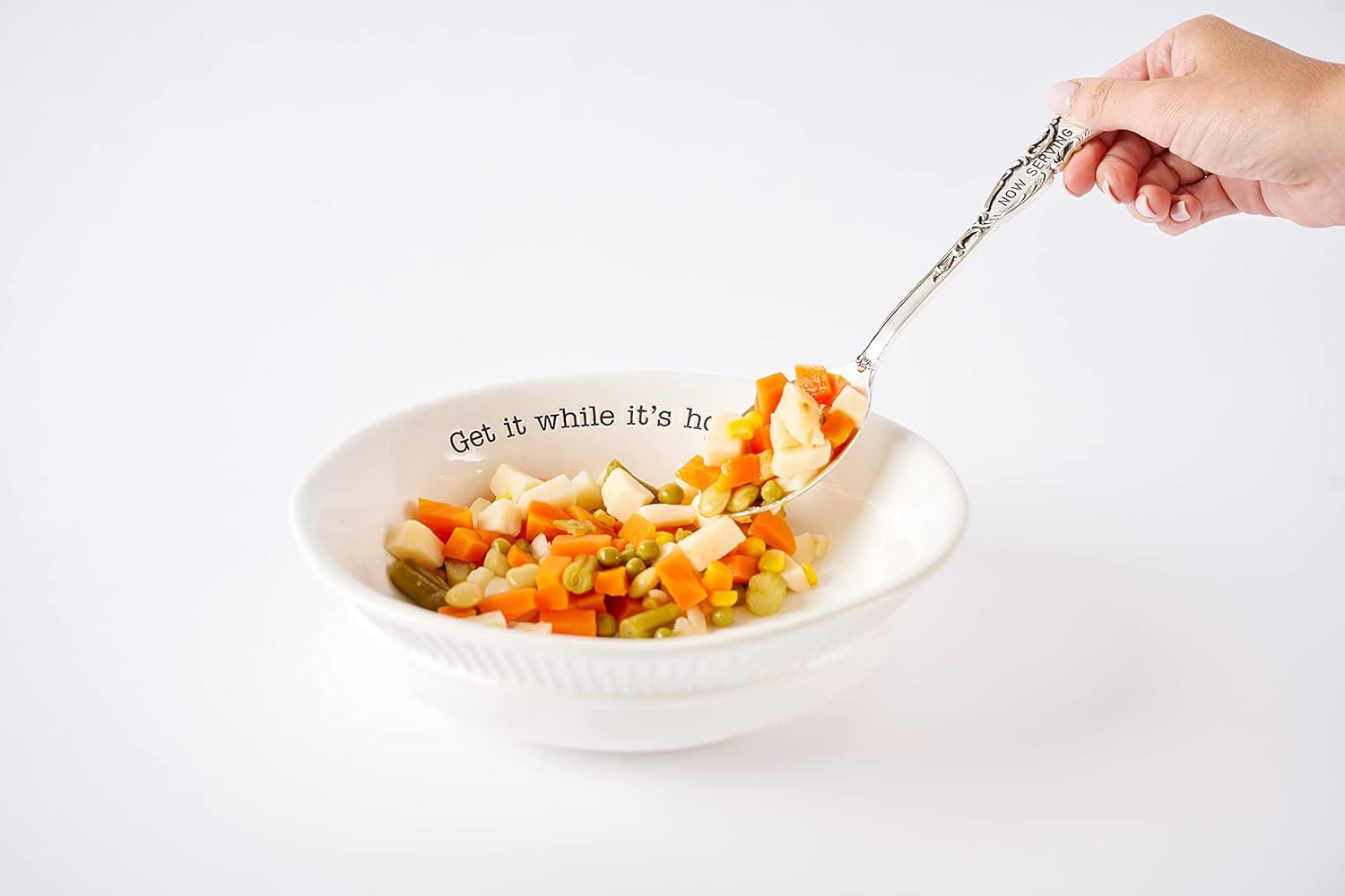 imageMud Pie Vegetable Serving Bowl Set with Slotted Spoon White