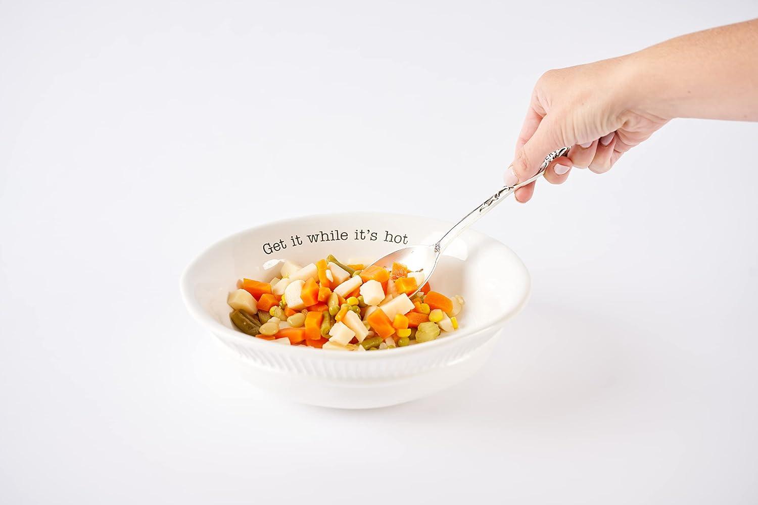 imageMud Pie Vegetable Serving Bowl Set with Slotted Spoon White