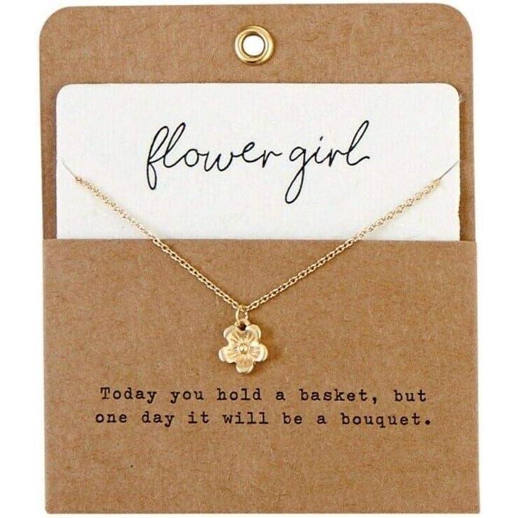imageMud Pie Charm Necklace Flower Girl Gold 8quot Drop