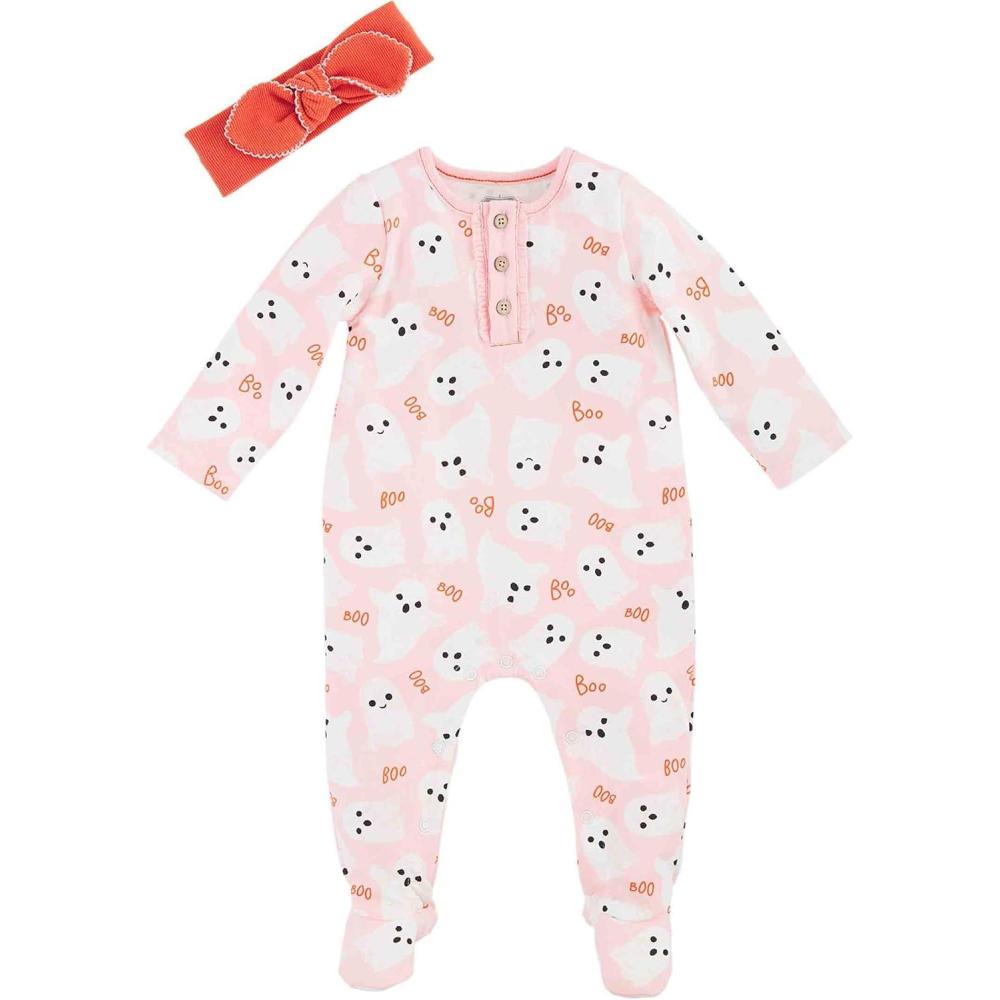 imageMud Pie babygirls Baby Girl Halloween Ghost Baby SleeperPink