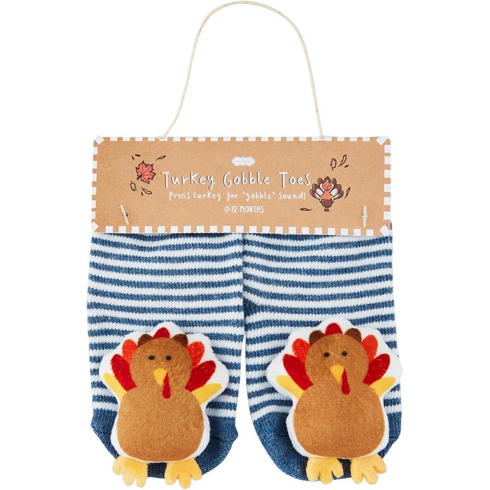 imageMud Pie Baby Blue Turkey Gobble Sound Socks 012M