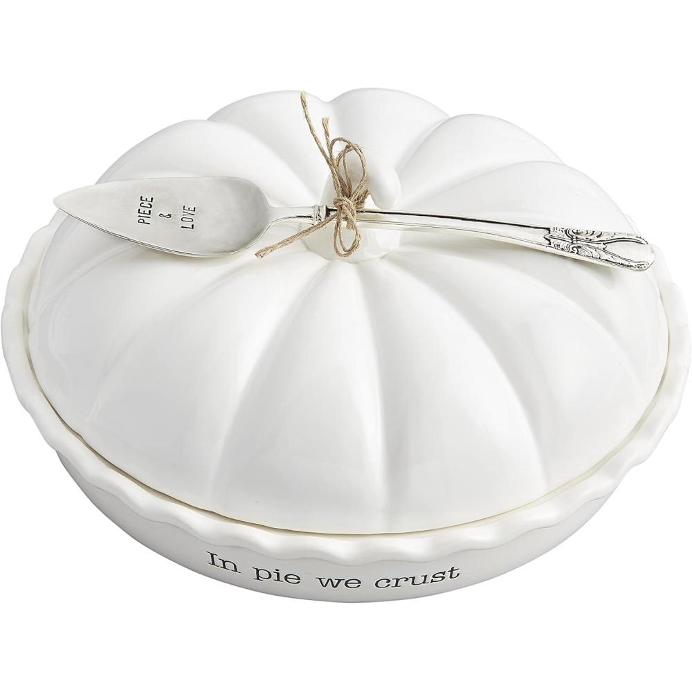imageMud Pie Circa Pumpkin Pie Dish Set White 55quot x 105quot dia