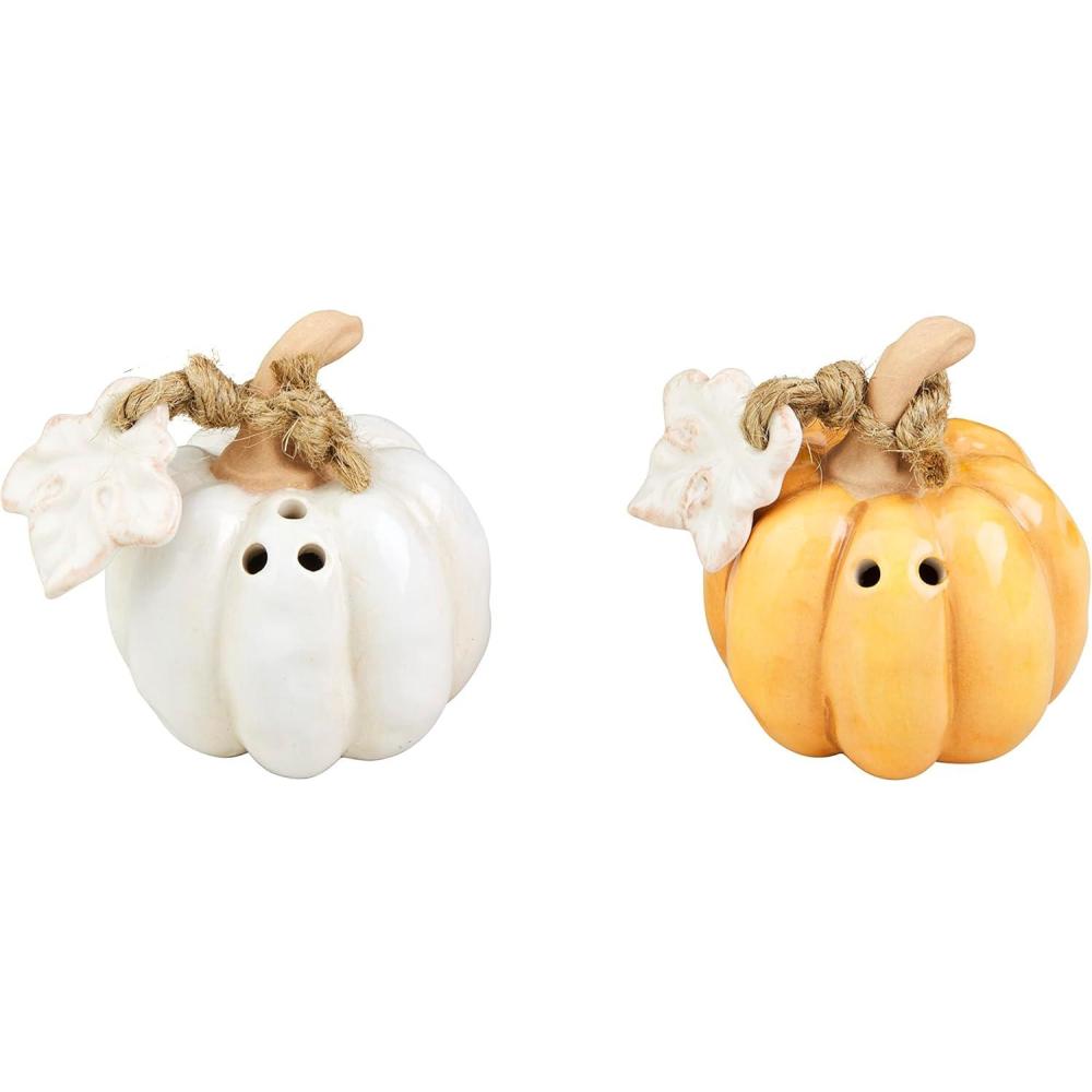 imageMud Pie Gather Pumpkin Salt and Pepper Set 2 12quot x 1 12quot Orange