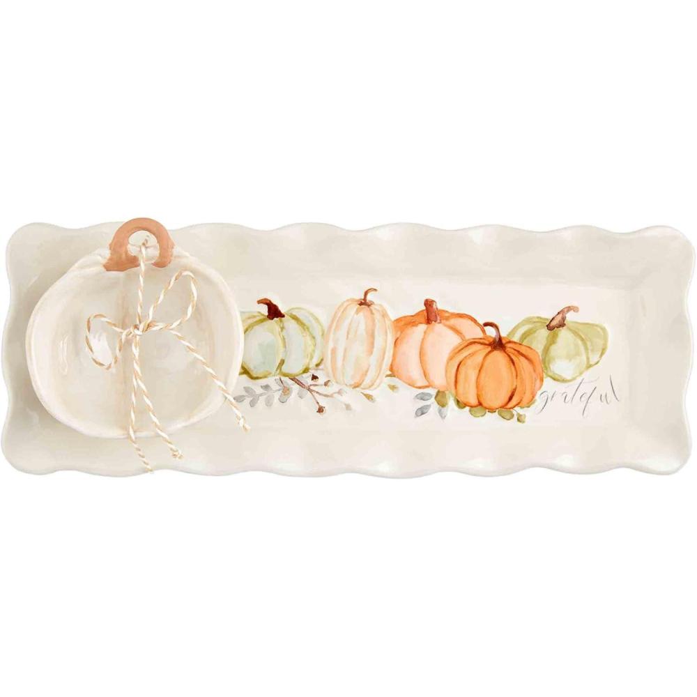 imageMud Pie Gather Tray and Dip Set tray 4 12quot x 12 12quot cup 3 34quot dia
