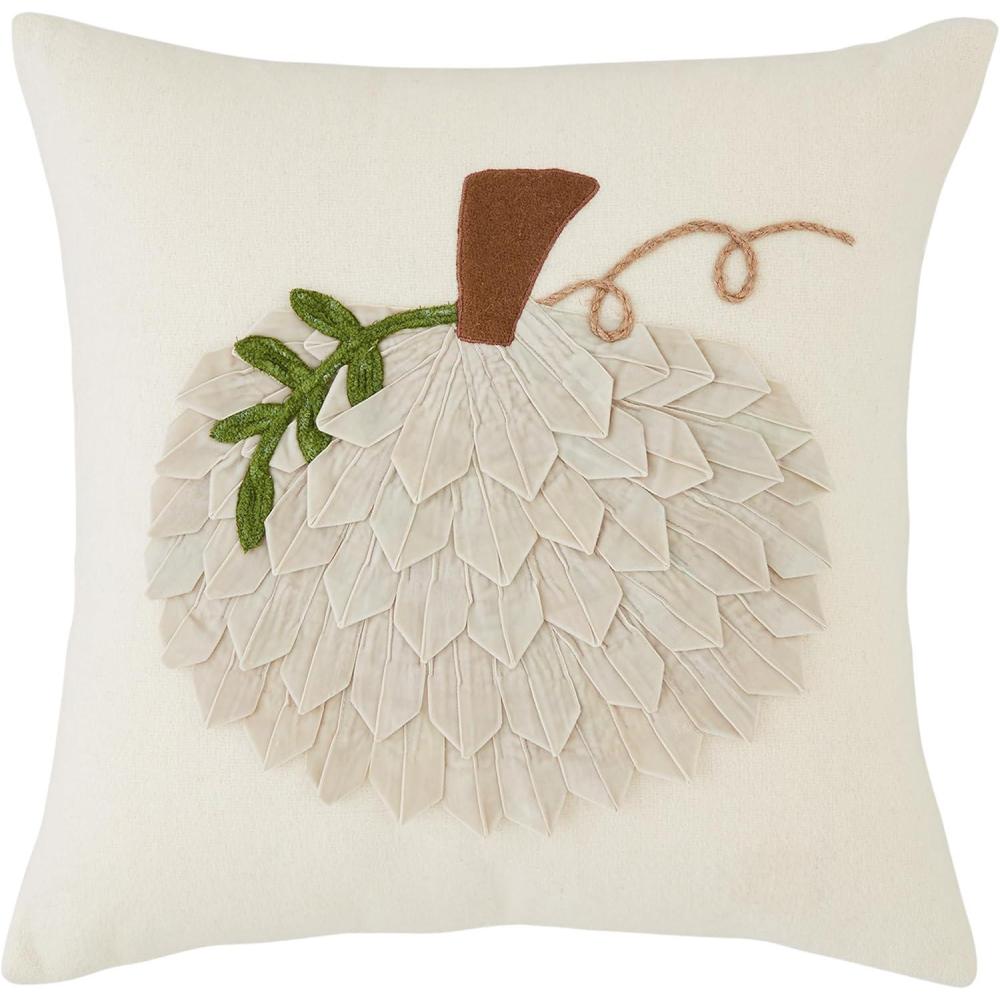 imageMud Pie Square Velvet Pumpkin Pillow 18quot x 18quot White
