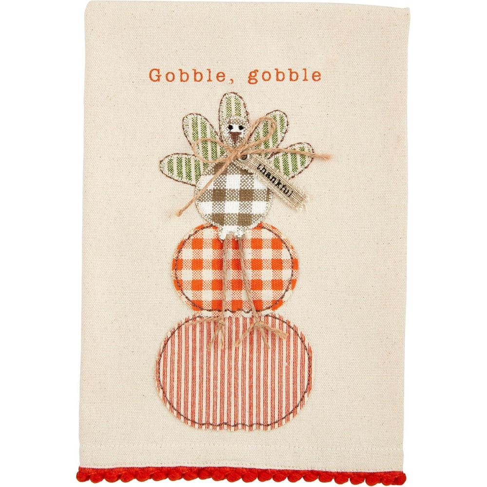 imageMud Pie Thanksgiving Hand Towel Gobble Gobble 21quot x 14quotGobble Gobble