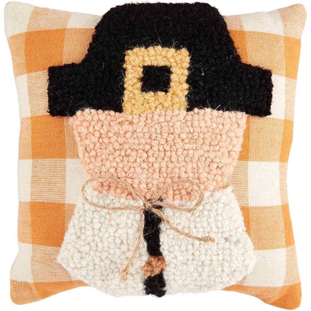imageMud Pie Thanksgiving Mini Pillow 8quot x 8quot TurkeyPilgrim