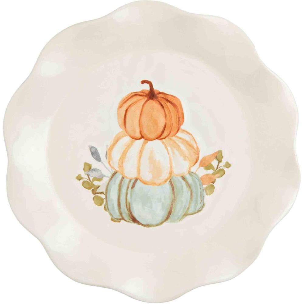 imageMud Pie Thanksgiving Salad Plate Pumpkins 8quot dia 1 pc onlyStacked Pumpkins
