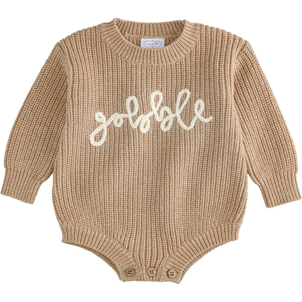 imageMud Pie babyboys Kids Thanksgiving Gobble Sweater BubbleKhaki