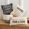 Mud Pie Washed Canvas Pillow, Sleep with Dogs(Hug a Dog)