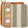 Mud Pie Crochet Pot Holder Set, Taupe 8″ x 8″
