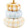 Mud Pie Gingham Stacked Pumpkins, 15″, Tan