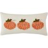 Mud Pie Lumbar Velvet Pumpkin Pillow, 10″ x 21″, White