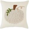 Mud Pie Square Velvet Pumpkin Pillow, 18″ x 18″, White