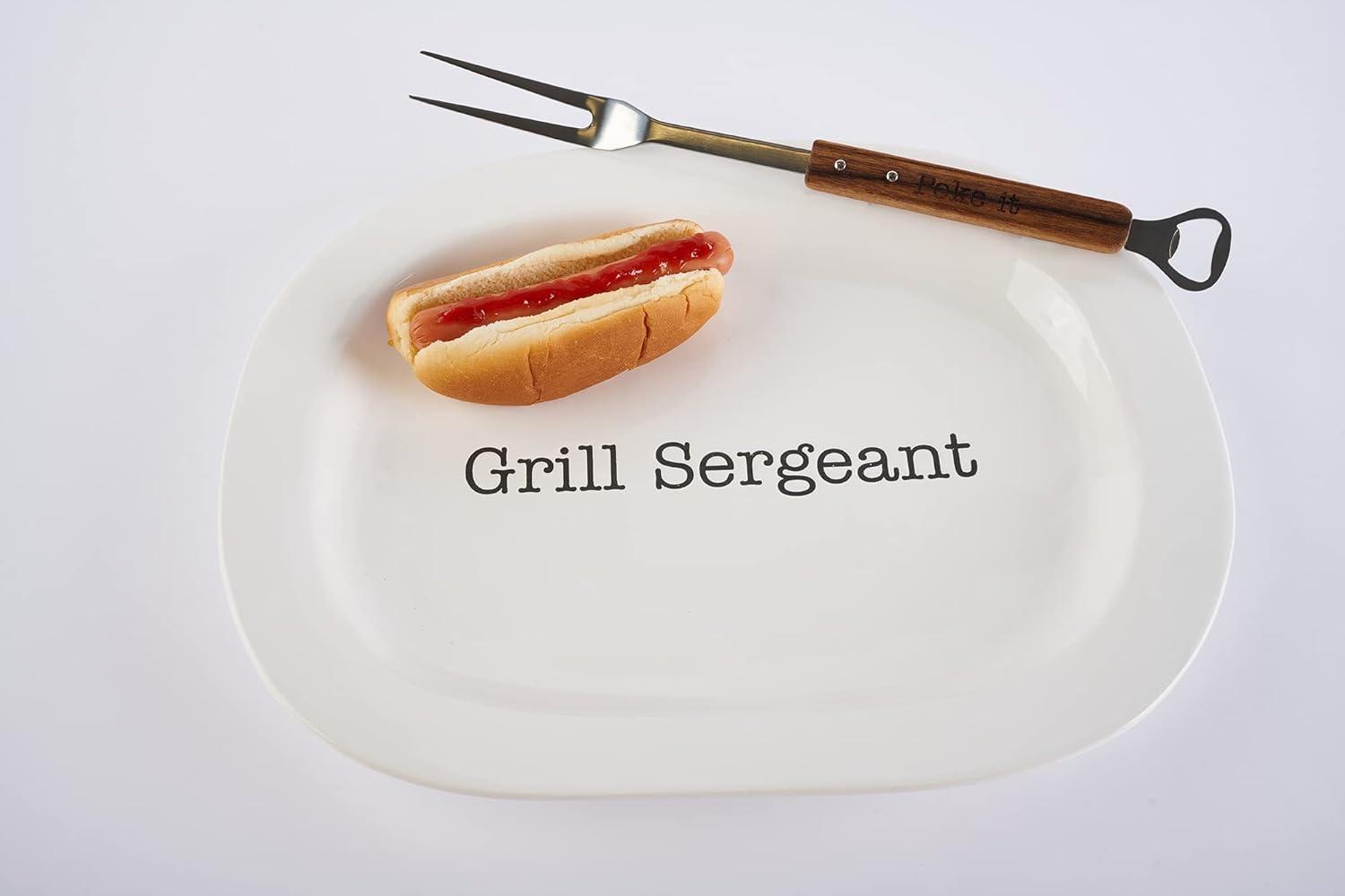 imageMud Pie Grill Platter Set 12quot x 18quot Fork 14quot White