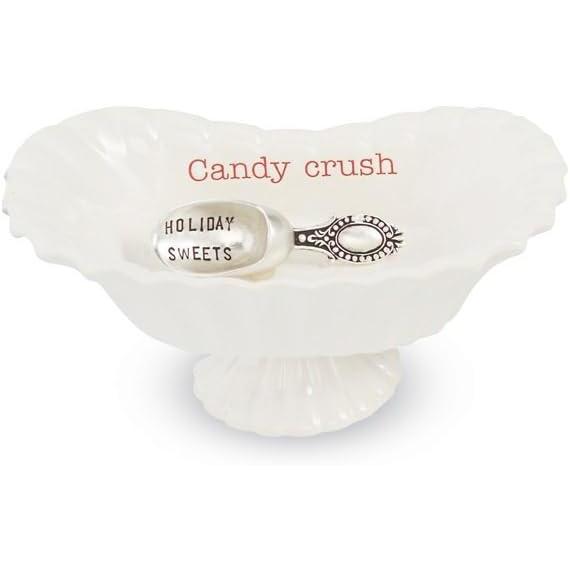 imageMud Pie 4881012S Candy Dish quotSweet Stuffquot with Scoop WhiteCandy Crush