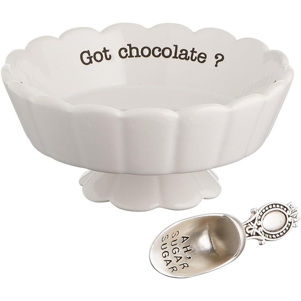 imageMud Pie 4881012S Candy Dish quotSweet Stuffquot with Scoop WhiteGot Chocolate