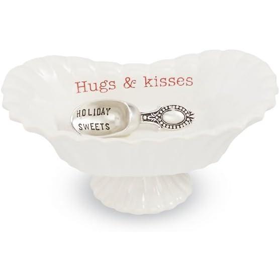 imageMud Pie 4881012S Candy Dish quotSweet Stuffquot with Scoop WhiteHugs Kisses