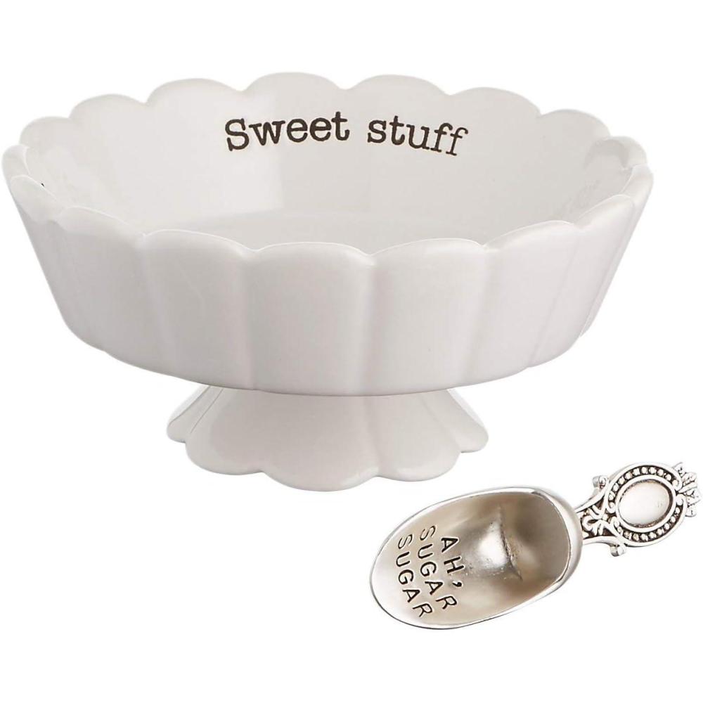 imageMud Pie 4881012S Candy Dish quotSweet Stuffquot with Scoop WhiteSweet Stuff
