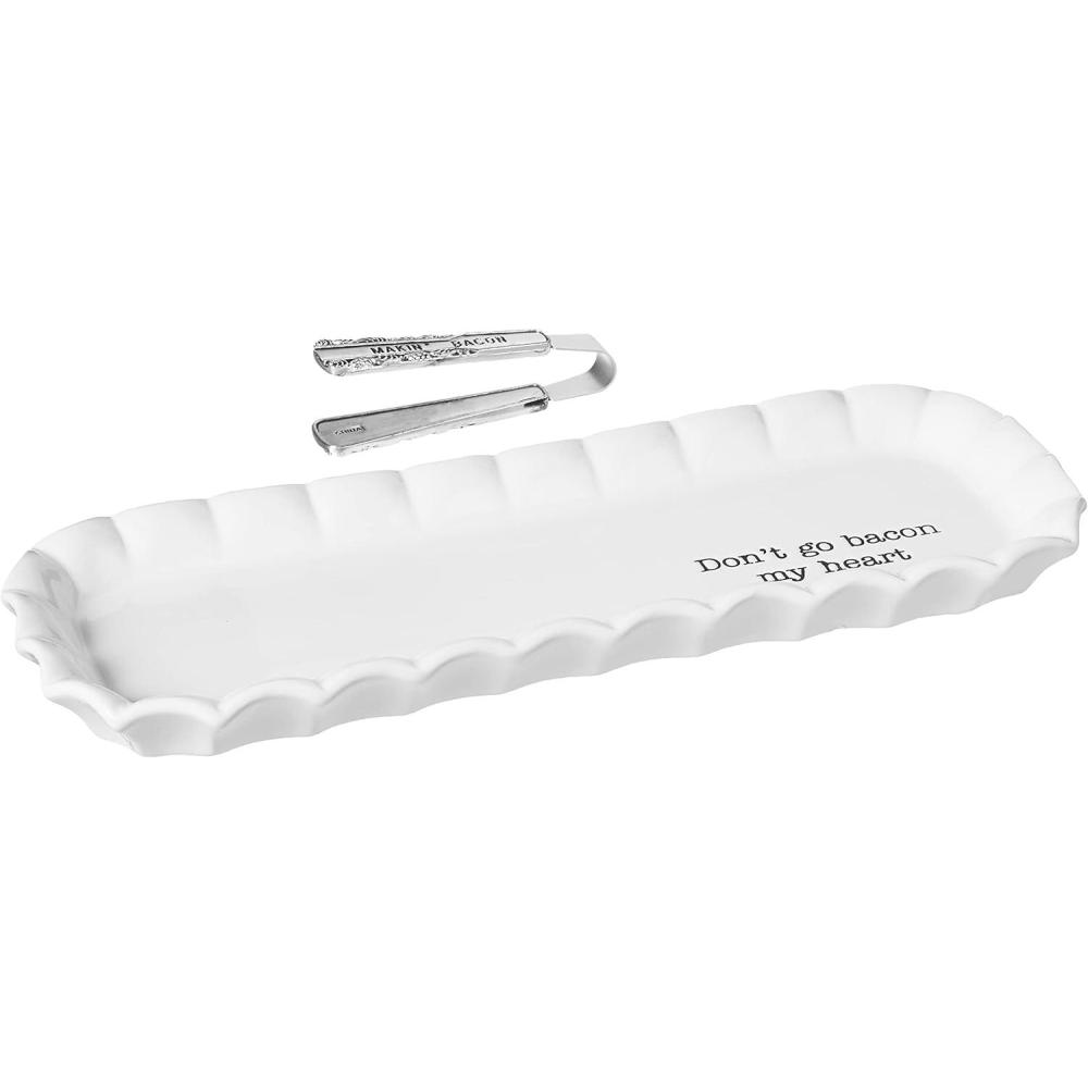 imageMud Pie Bacon Serving Tray Set White 12quot X 45quot