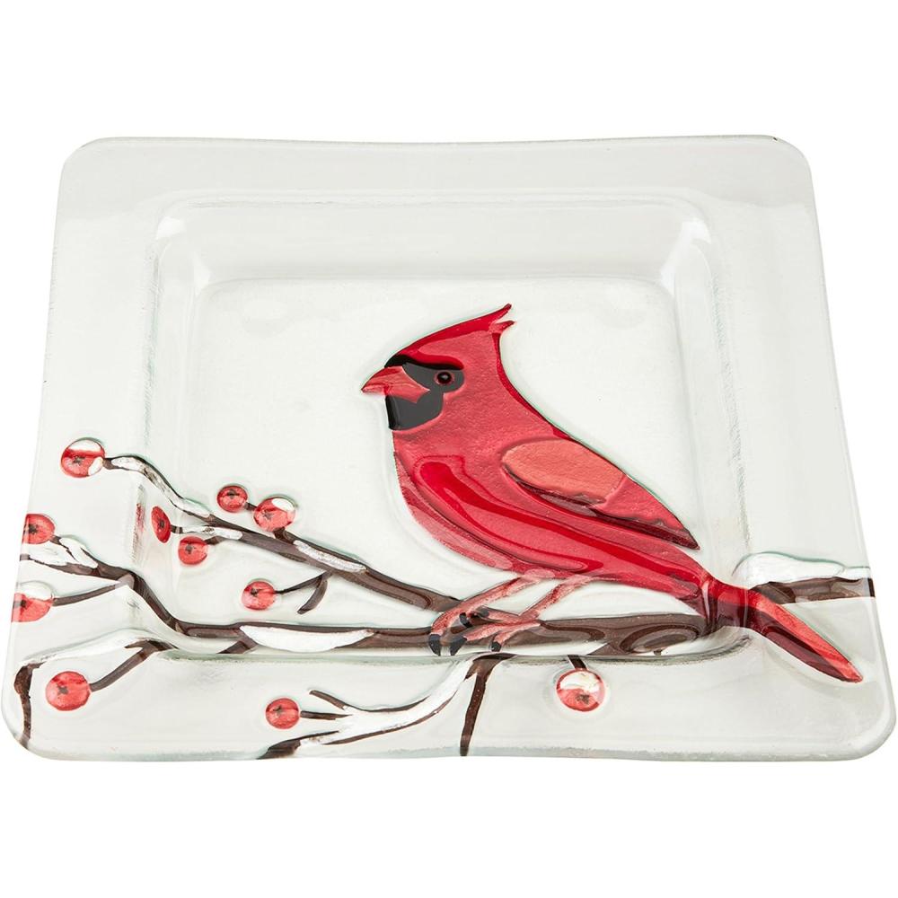 imageMud Pie Cardinal Glass Plate 9quot x 9quot