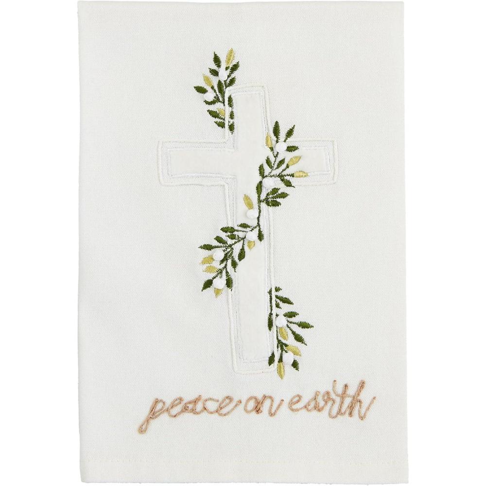 imageMud Pie Christmas Applique Towel Cross 21quot x 14quot