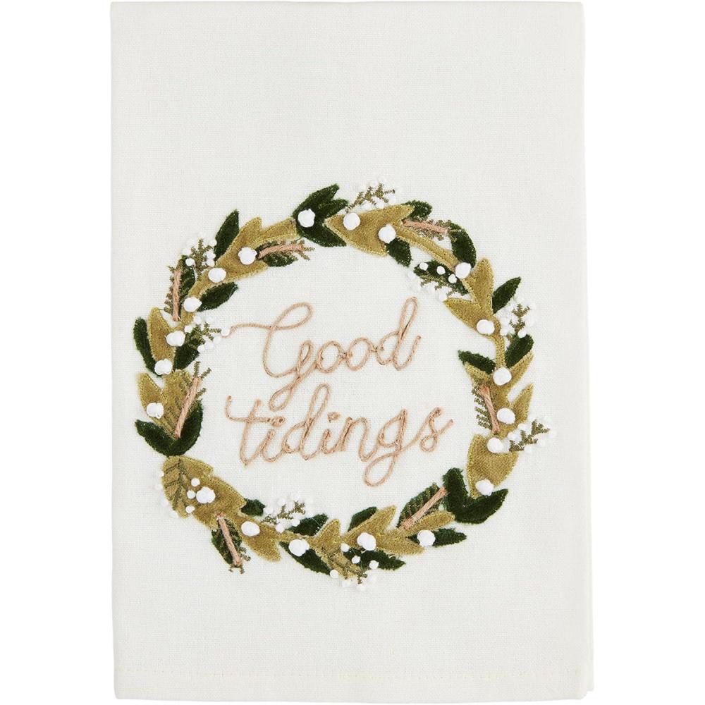 imageMud Pie Christmas Applique Towel Wreath 21quot x 14quot