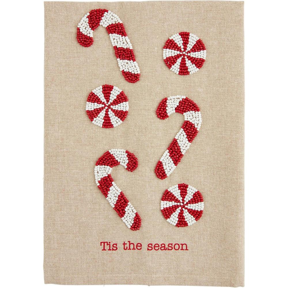 imageMud Pie Christmas Bead Towel Candy Cane 21quot x 14quotOne Size