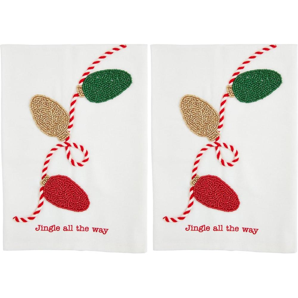 imageMud Pie Christmas Bead Towel Lights 21quot x 14quotOne Size Pack of 2