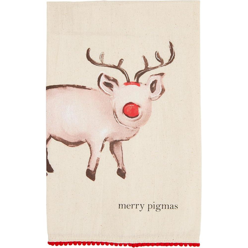 imageMud Pie Christmas Farm Towel Pig 26quot x 16 12quot