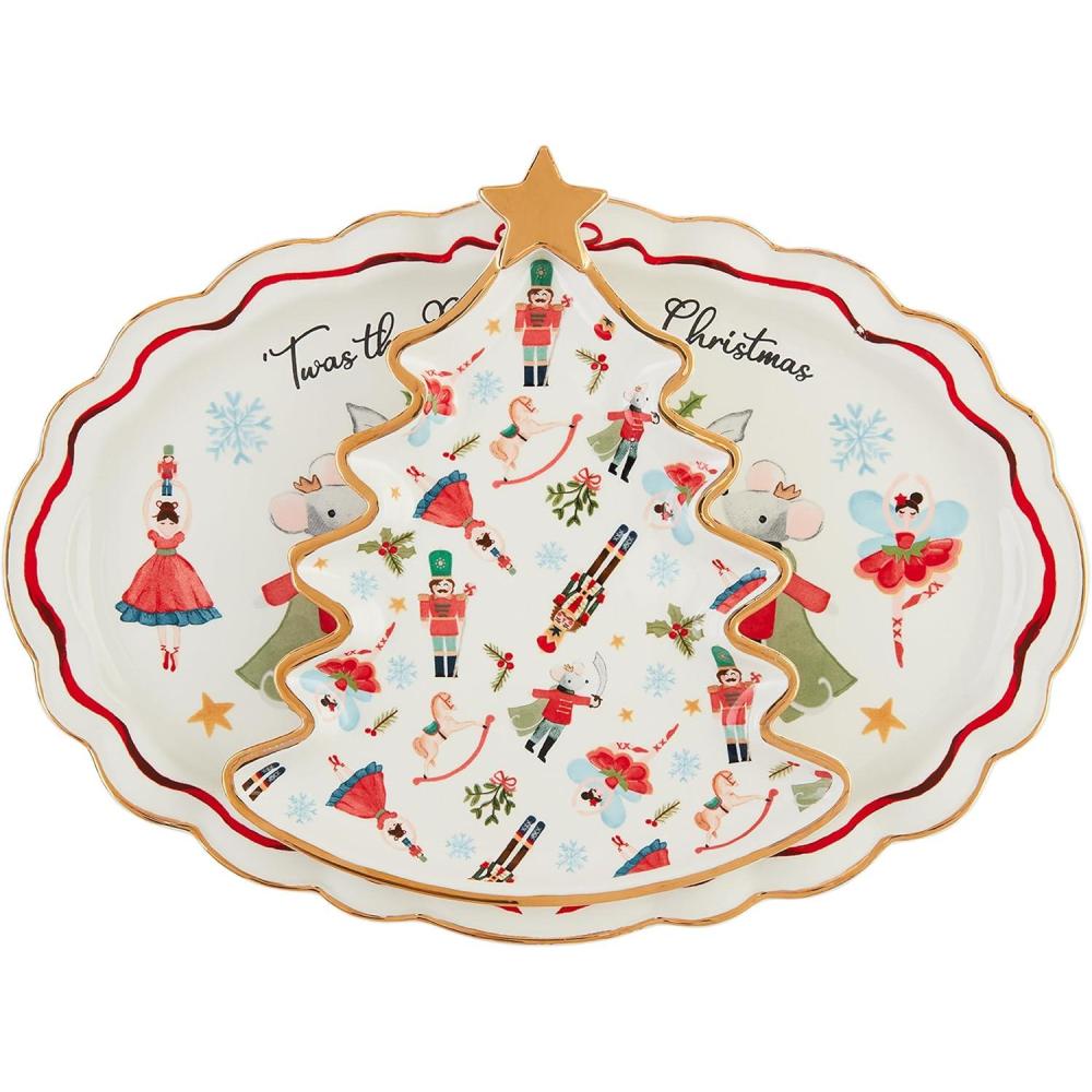 imageMud Pie Christmas Nested Platters tree 9 12quot x 8quot oblong 9 12quot x 13 34quot