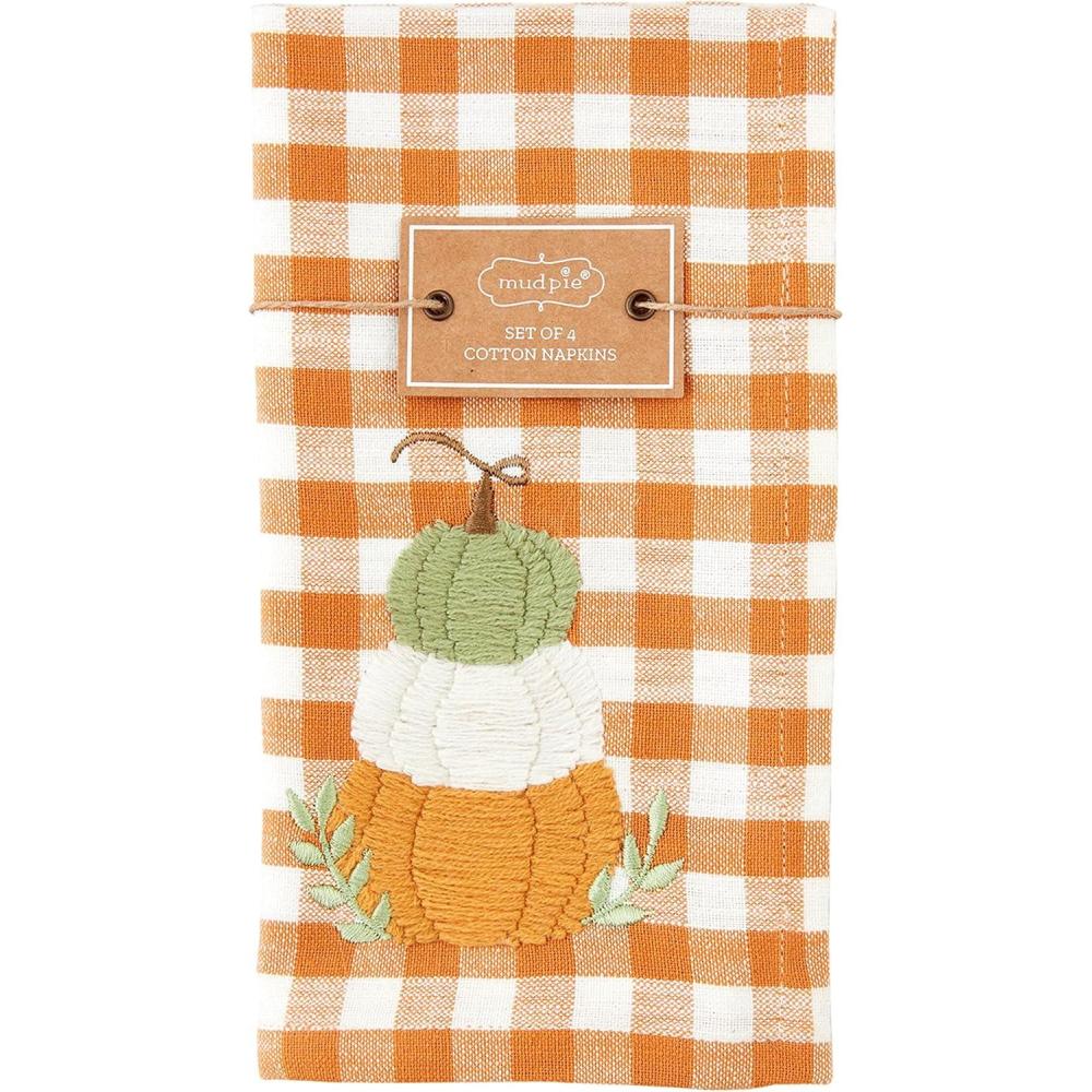 imageMud Pie Embroidery Check Napkin Rust 18quot x 18quot