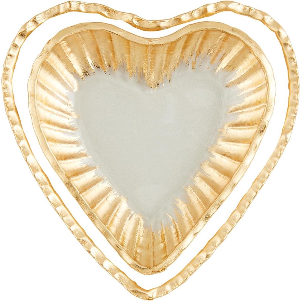 imageMud Pie Glass Heart Tidbit Trays small 5 12 x 5 12quot large 6 12quot x 6 12quot