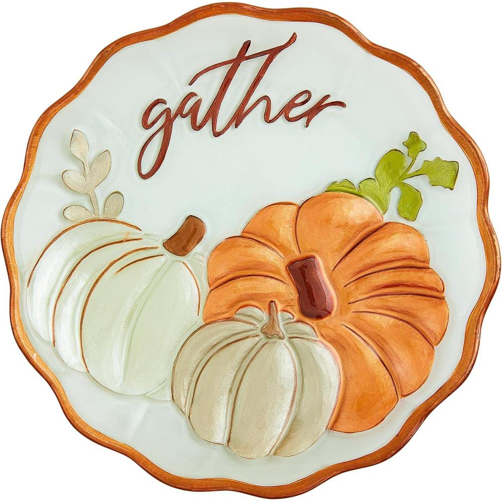 imageMud Pie Glass Ruffle Gather Platter 12quot dia