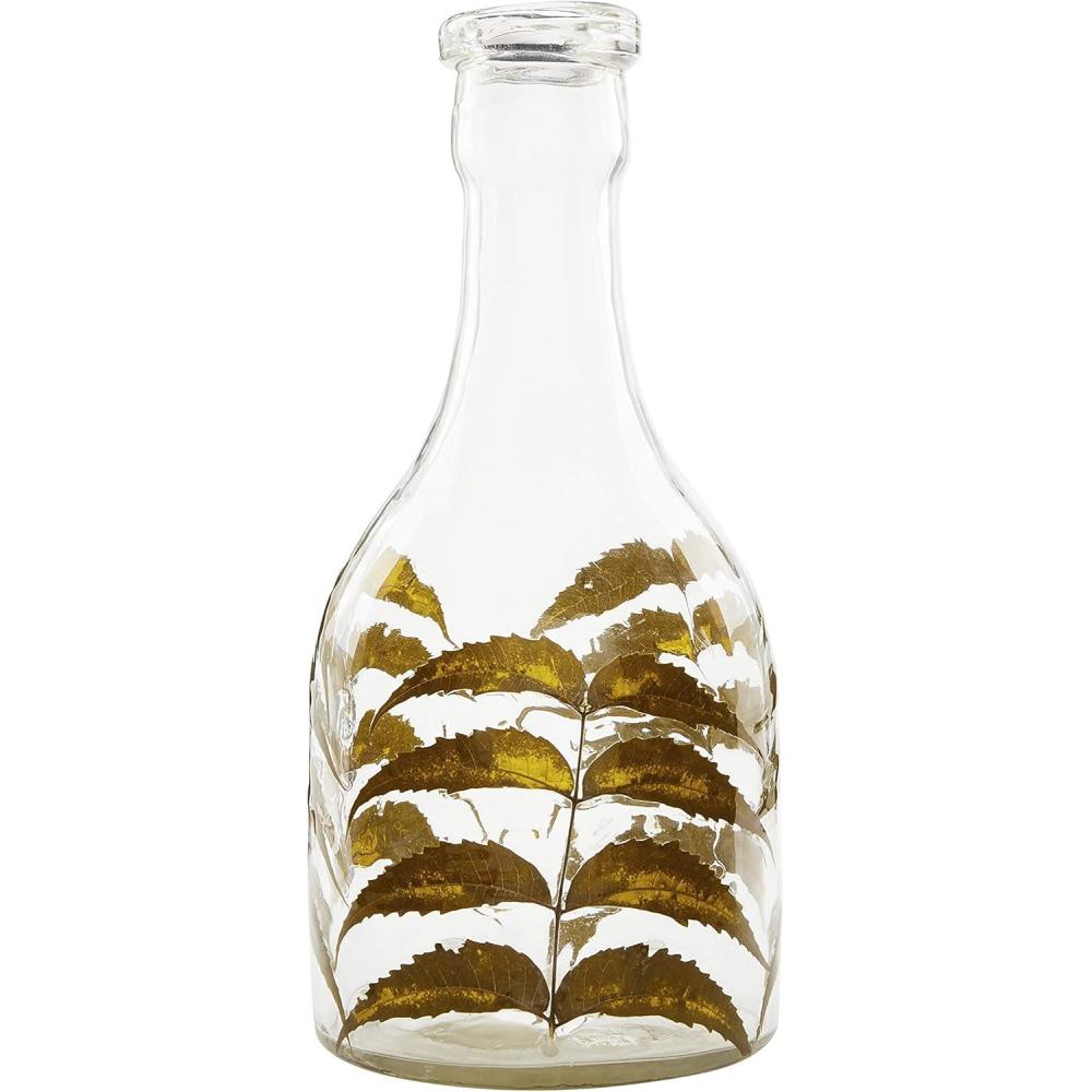 imageMud Pie Glass and Preserved Leaf Vase Small 12quot x 6quot DiaSmall