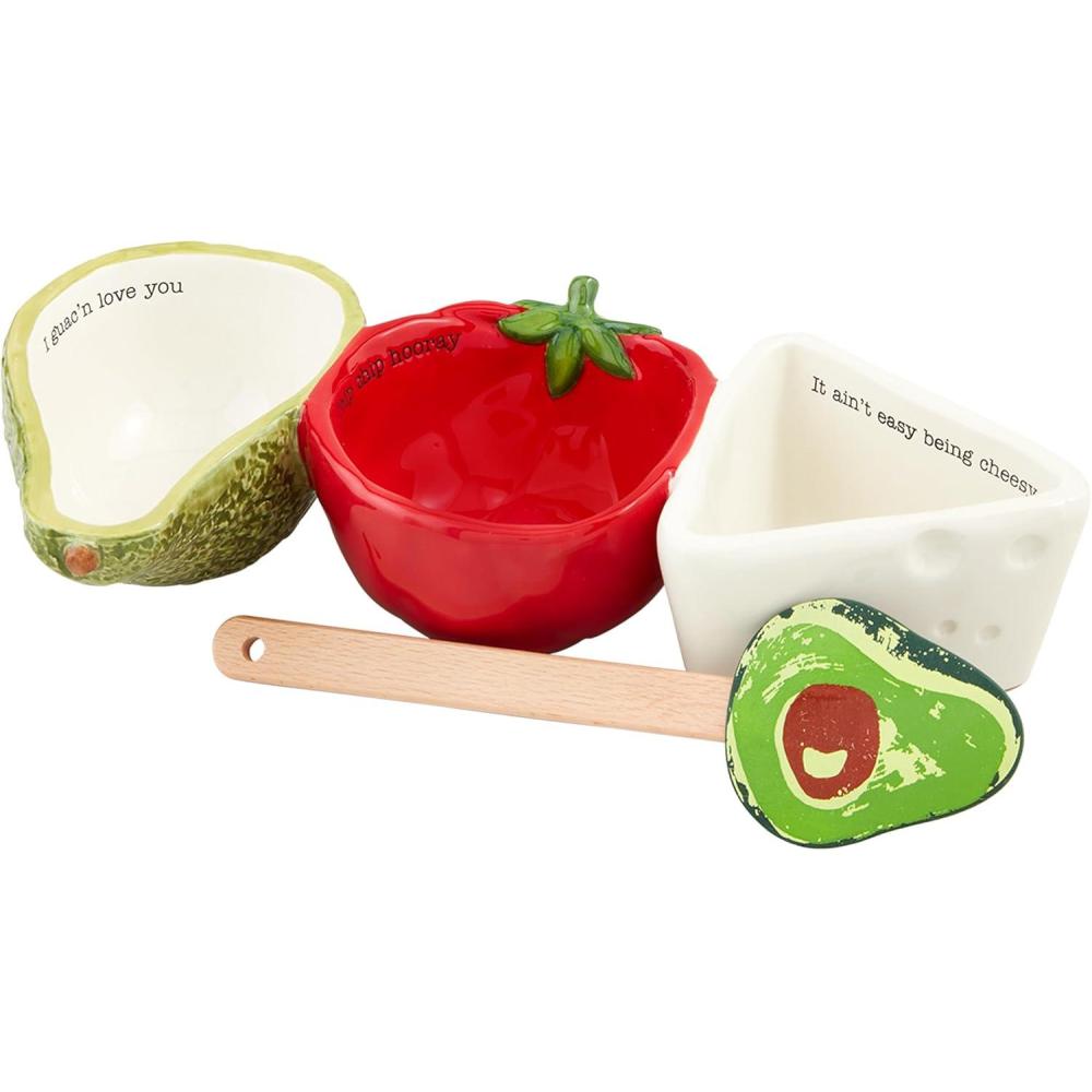 imageMud Pie Guac Salsa Queso Triple Tidbit dish 5 12quot x 11quot spatula 7quot GREEN