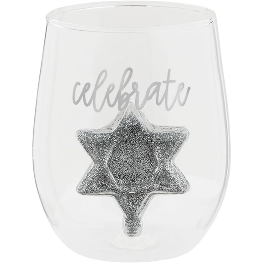 imageMud Pie Hanukkah Wine Glass Celebrate 16 oz