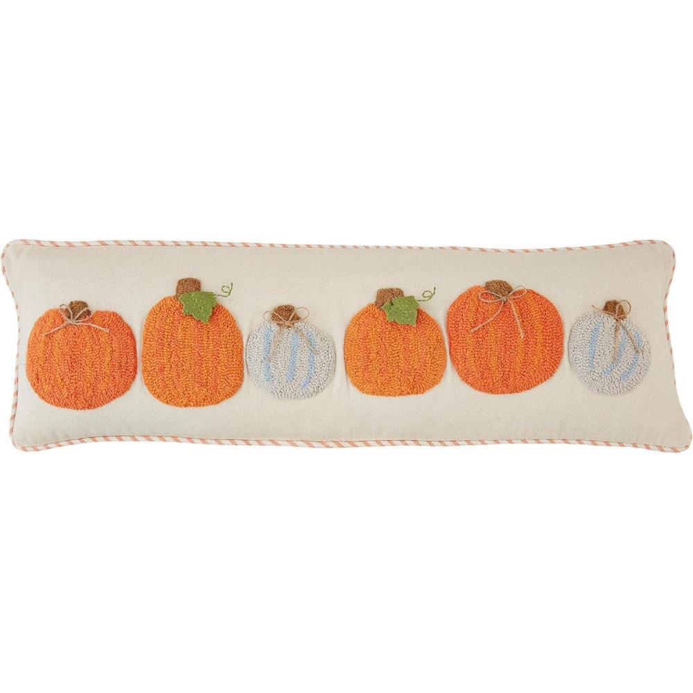 imageMud Pie Long Tufted Pumpkin Pillow 11quot x 35quot TAN