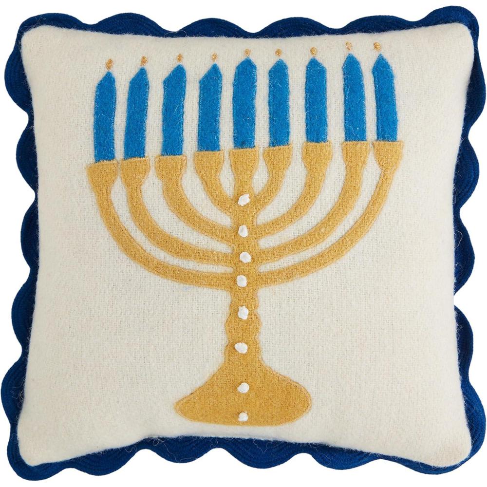 imageMud Pie Mini Hanukkah Pillow Menorah 8quot x 8quot