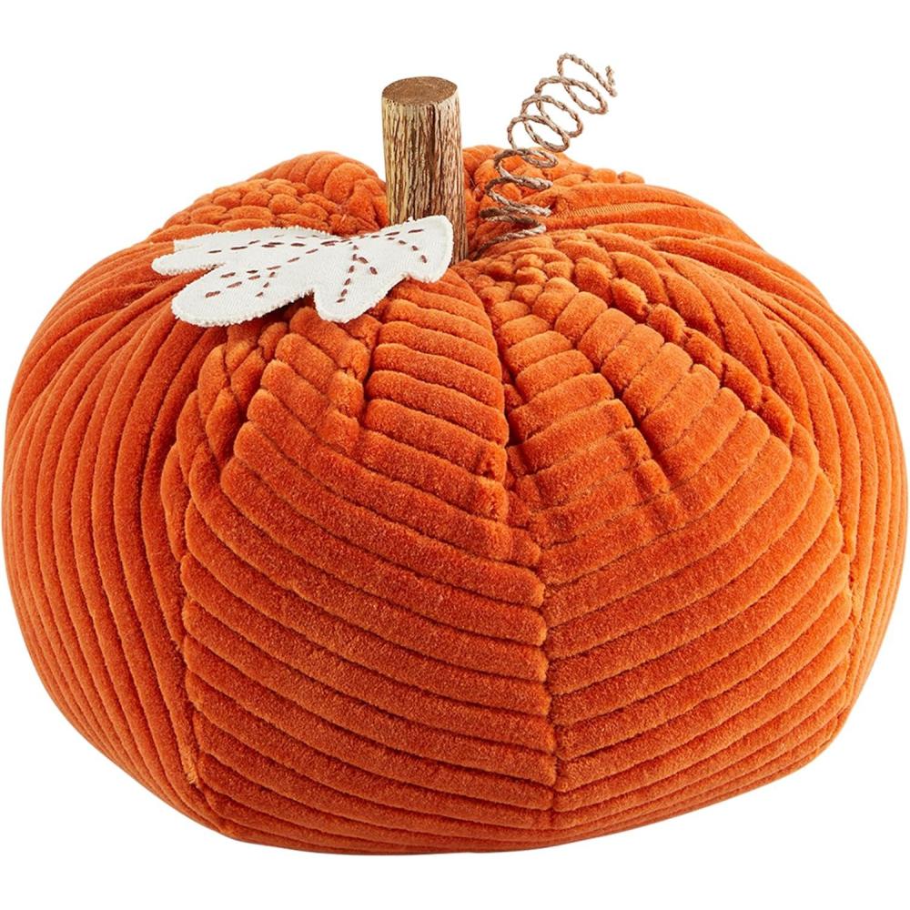 imageMud Pie Orange Corduroy Pumpkin Sitter 115quot Dia x 95quot