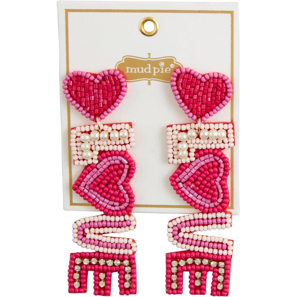 imageMud Pie Womens Valentine Beaded Earrings Pink